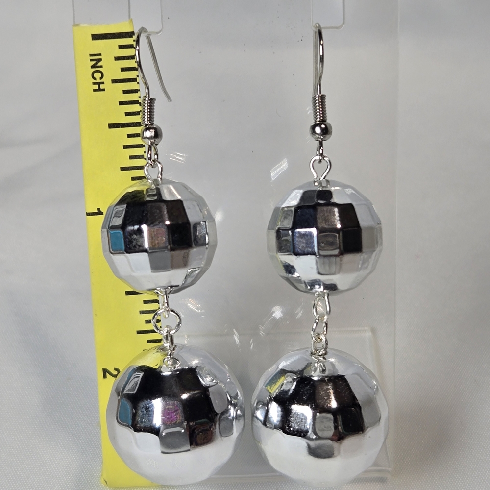 Chic Silver Disco Ball Earrings